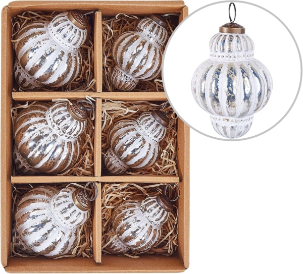 Weihnachtskugel 6er Set CREMEUX Glas Silber