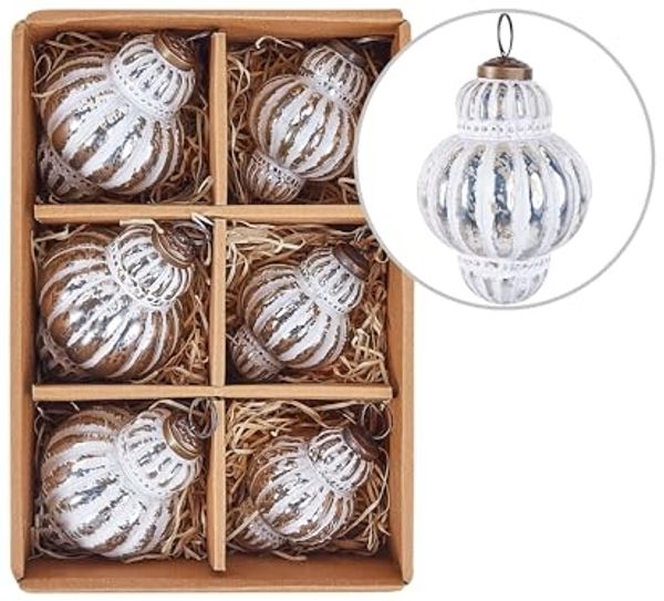 Weihnachtskugel 6er Set CREMEUX Glas Silber