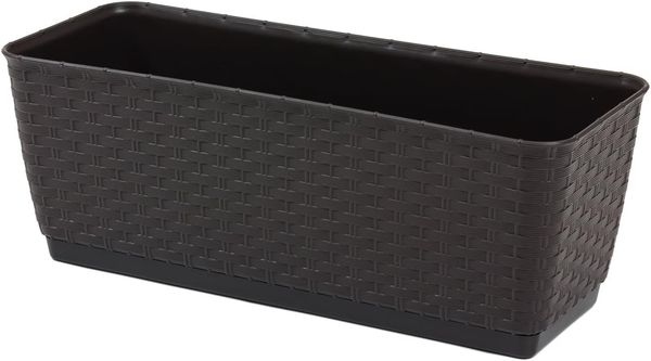 Blumenkasten Rattanoptik mit Untersetzer - umbra - 386 x 154 x 142 mm