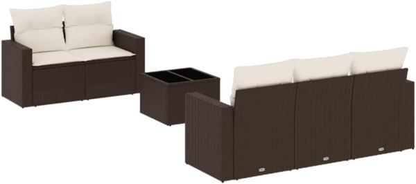 vidaXL 6-tlg. Garten-Sofagarnitur mit Kissen Braun Poly Rattan 3251040