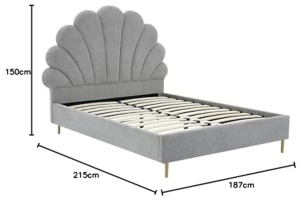 Vente-unique - LIVAYA Bett Stoff Grau - B 215 cm x H 150 cm x L 187 cm Bild 3