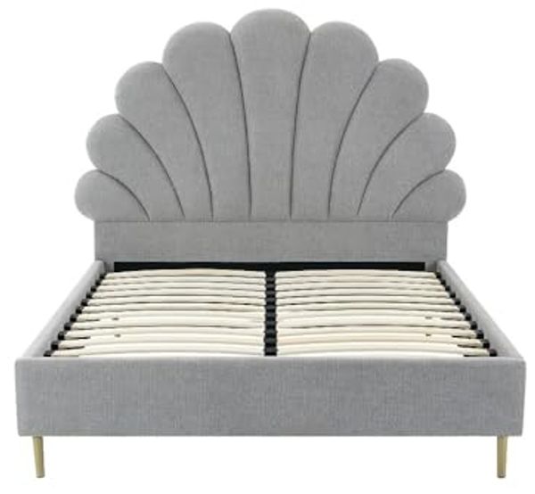 Vente-unique - LIVAYA Bett Stoff Grau - B 215 cm x H 150 cm x L 187 cm Bild 5
