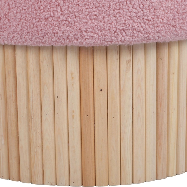 DRW Sitzsack mit Holzsockel, gepolstert in Rosa und Natur, 39 x 39 x 41 cm Bild 5