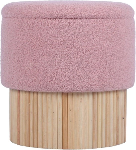DRW Sitzsack mit Holzsockel, gepolstert in Rosa und Natur, 39 x 39 x 41 cm Bild 1