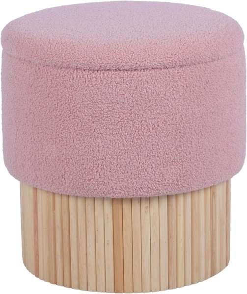 DRW Sitzsack mit Holzsockel, gepolstert in Rosa und Natur, 39 x 39 x 41 cm Bild 6