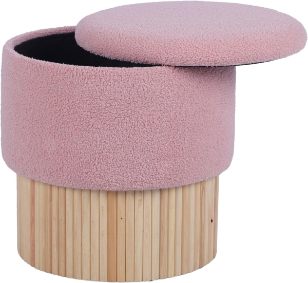 DRW Sitzsack mit Holzsockel, gepolstert in Rosa und Natur, 39 x 39 x 41 cm Bild 2