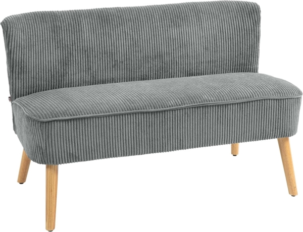 HOMCOM 2-Sitzer 2-Sitzer Stoffsofa Polstersofa Doppelsofa, Doppelsofa 1 Teile, für Wohnzimmer, Schlafzimmer, 135 x 67 x 78 cm, Grau