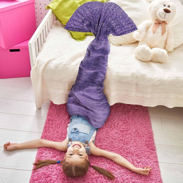 Wohndecke Meerjungfrau Kuscheldecke, Feluna, Wolldecke Flossen-Decke Bild 6