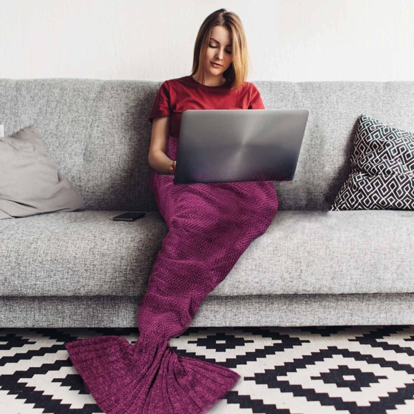 Wohndecke Meerjungfrau Kuscheldecke, Feluna, Wolldecke Flossen-Decke Bild 8