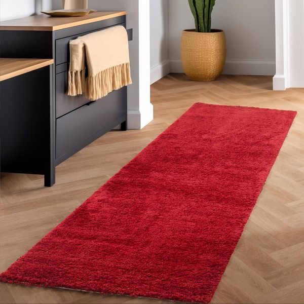 SIMPEX24 Teppich Unicolor - Einfarbig, Läufer, Höhe: 30 mm, Einfarbig Shaggy Teppich Wohnzimmer Langflor Versch. Farben und Größen