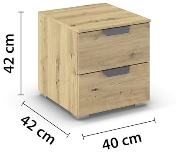 rauch Aditio Box, Nachttisch, 2 Schubladen, mit Softclose-Funktion, Farbe Eiche Artisan, BxHxT 40x42x42cm Bild 3