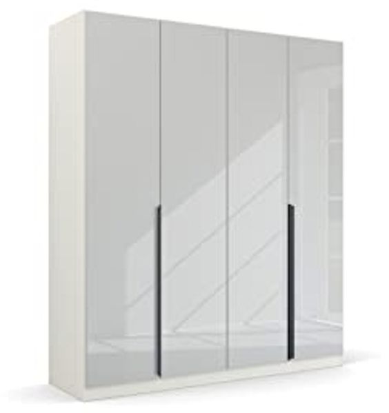 Kleiderschrank Drehtürenschrank Modern | 4-türig | glasweiß / alpinweiß | 181x210
