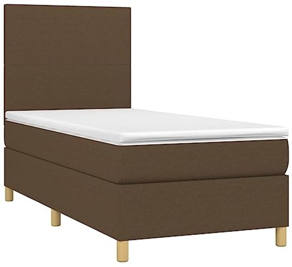 vidaXL Boxspringbett mit Matratze Dunkelbraun 90x190 cm Stoff 3142140