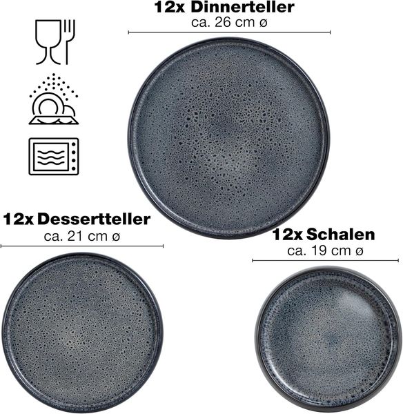 Moritz & Moritz SOLID 36tlg Geschirrset Anthrazit Bild 7