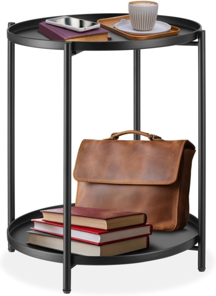 tectake Beistelltisch Couchtisch Oxford 45,5x45,5x53cm (1-St, 1 tlg), Abnehmbare Ablageflächen in Tablettform mit schützendem Rand