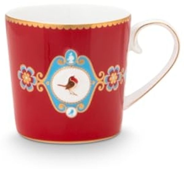 PiP Studio Tasse Love Birds Medaillon Tasse rot 150ml, Porzellan, Mug Small Love Birds Medallion Red 150ml