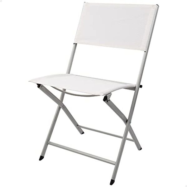 Aktive 61109 – Weißer klappbarer Gartenstuhl, Maße 46 x 55 x 81 cm, strapazierfähiges Textilene-Gewebe, max. Gewicht 1500g. Unterstützt 110kg, Weiße Klappstühle, Klappstühle für den Außenbereich