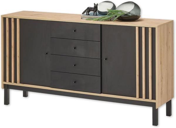 Kommode VOLANO Beistellkommode Sideboard ca. 155 x 84 x 39 cm Artisan Eiche Nb. / Schwarz