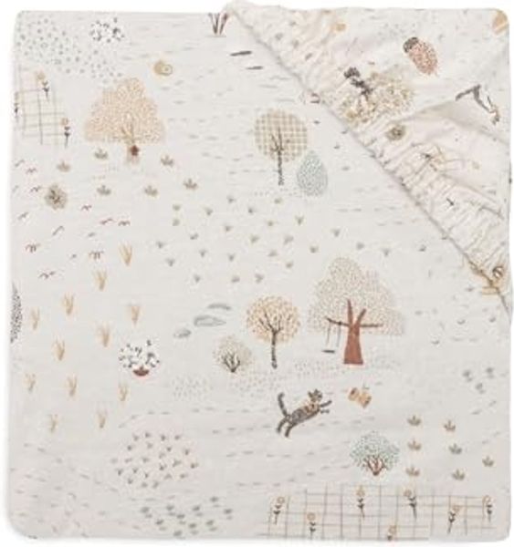 Jollein Spannbettlaken Jersey - Für Wiegen - Tiny Park - 40/50x80/90cm - Spannbettlaken Baumwolle - Spannbetttuch - Oeko-TEX Zertifiziert