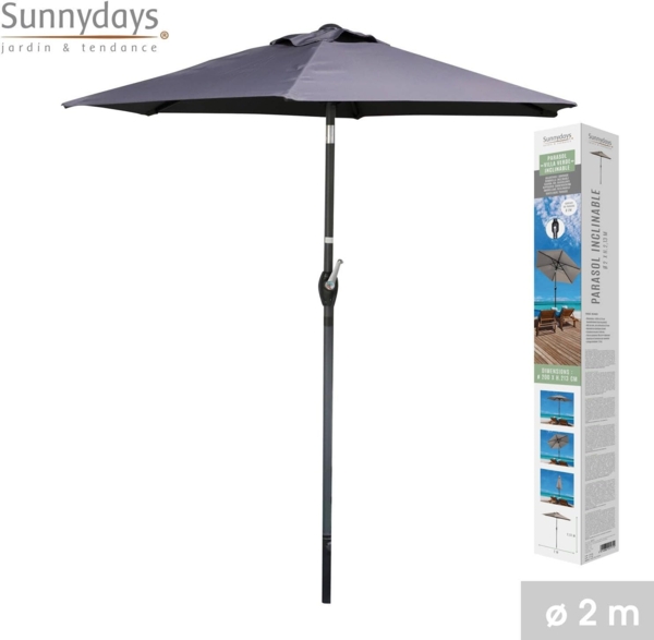 Sunnydays XL Sonnenschirm Standschirm Ø 200 cm 225165 anthrazit Bild 2