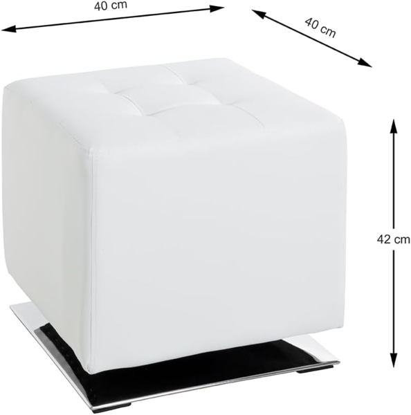 HAKU Möbel 30688 Hocker 40 x 40 x 42 cm, Chrom/weiß Bild 2