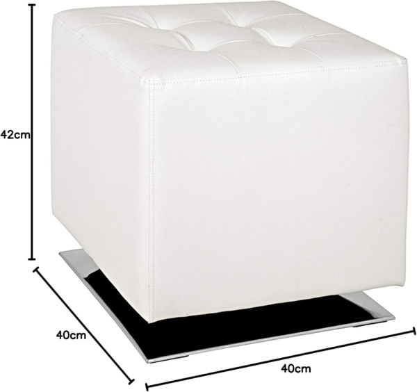 HAKU Möbel 30688 Hocker 40 x 40 x 42 cm, Chrom/weiß Bild 6