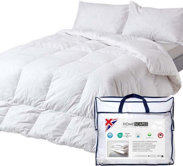 Homescapes Federbettdecke Winterbettdecke 135x200 cm – Entenfedern & Daunen, Wärmeklasse 5, Füllung: 85% Entenfedern, 15% Entendaunen
