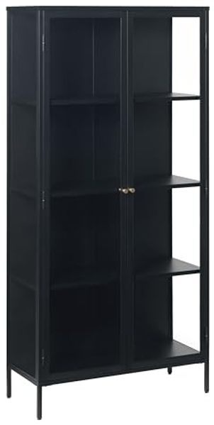 ebuy24 Vitrine Carmel Vitrinenschrank mit 2 Glastüren Stahl schwarz.
