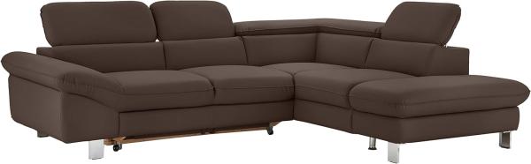 Mivano Ecksofa Driver mit Ottomane rechts, Ledercouch mit Bettfunktion und Bettkasten klein / Inkl. verstellbare Kopfstützen, 266 x 73 x 214, Kunstleder, Grau-Braun Bild 5