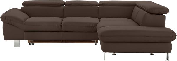 Mivano Ecksofa Driver mit Ottomane rechts, Ledercouch mit Bettfunktion und Bettkasten klein / Inkl. verstellbare Kopfstützen, 266 x 73 x 214, Kunstleder, Grau-Braun Bild 2