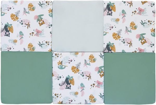 Tinéo - Krabbeldecke – großer Spielteppich für Babys – Motorikmatte – Bodenmatte für Babys – multifunktional 5-in-1 – 120x180 cm (Jungle Buddies)