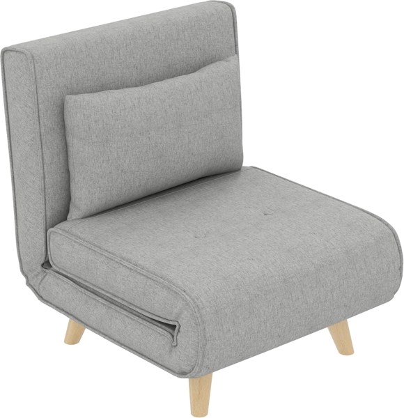 HOMCOM Sessel Schlafsessel mit Bettfunktion, Lendenkissen (Relaxsessel, 1-St, Klappbett), bis 150 kg Belastbar, für Wohnzimmer Hellgrau