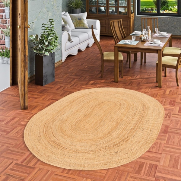 Pergamon Sisalteppich Naturfaser Teppich Jute Salsa Natur Uni, Oval, Höhe: 9 mm