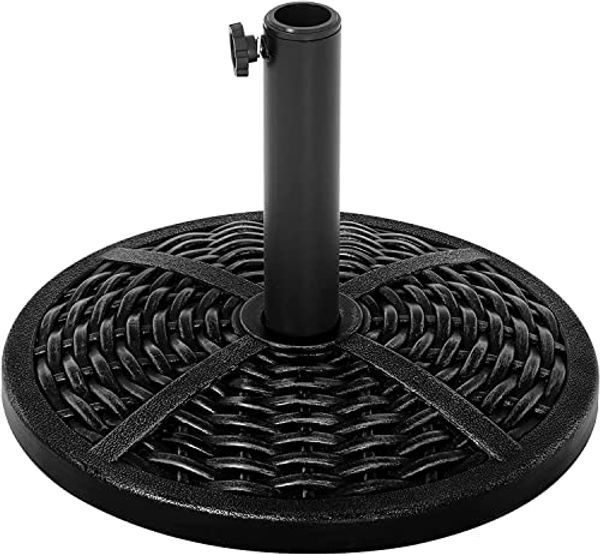 Mondeer Sonnenschirmständer, Schirmständer Kunststoff 12kg Sonnenschirmhalter Sonnenschirmfuß in Rattanoptik Retro Rund Schwarz, BTSZ01, φ45*30cm