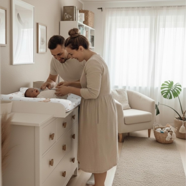 Wickelauflage 50x70 cm, Weiß mit Safari-Tieren – abwaschbar & wasserdicht, weich für Neugeborene – Wickeltischauflage für Wickelkommode – Baby Wickelunterlage, schnell abwischbar Bild 7