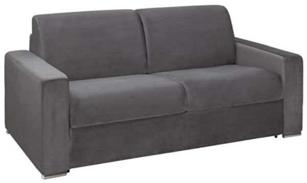 Vente-unique - CALITO Sofa SamtStoff Grau - B 223 cm94 cm x H 85 cm x L 194 cm