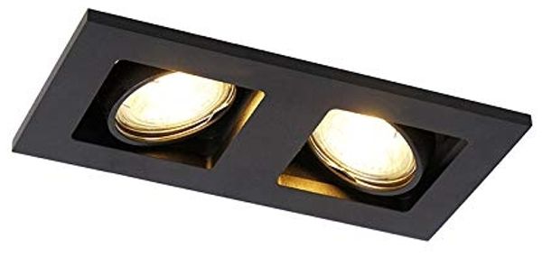 Qazqa LED Einbaustrahler Qure, ohne Leuchtmittel, Warmweiß, QAZQA Downlight, gu10, Schwarz, Aluminium, Modern