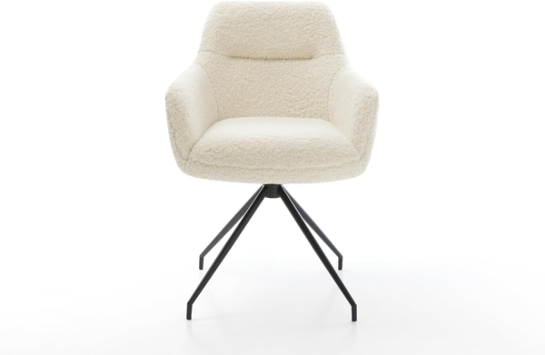 Esszimmerstuhl Pejo-Flex Teddystoff Beige Kreuzgestell konisch Schwarz Taschenfederkern Bild 3