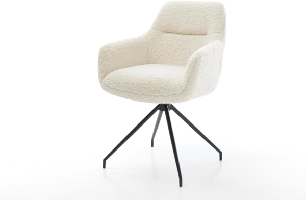Esszimmerstuhl Pejo-Flex Teddystoff Beige Kreuzgestell konisch Schwarz Taschenfederkern Bild 2