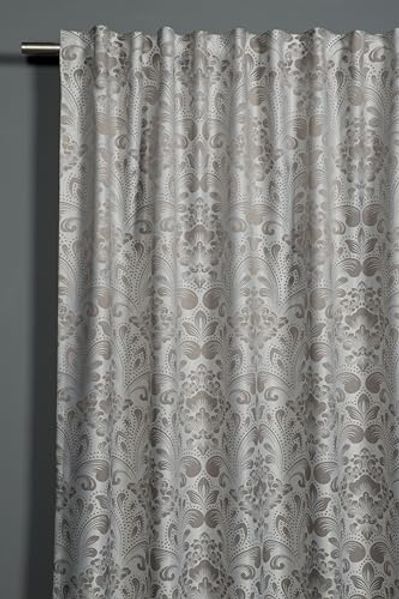 Sehlbach Gardine Schal Jacquard Ornamente (1 St), Schlaufen, abdunkelnd, mit Gardinenband und verdeckten Schlaufen