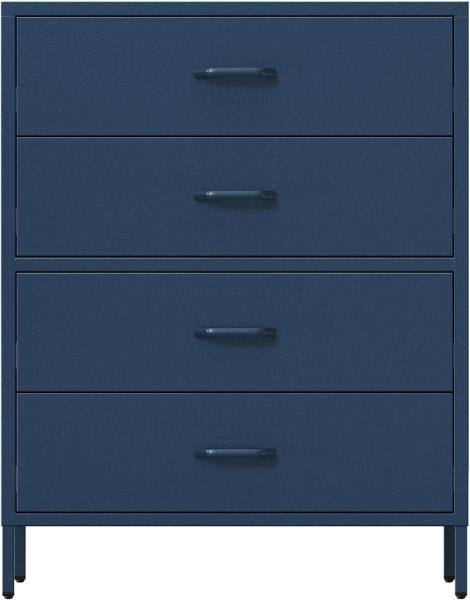 Jan Nowak Metall Kommode mit Schubladen - Carla | Komodenschrank für Schlafzimmer, Wohnzimmer, Kinderzimmer | Industrial Loft Style | Schubladenkommode Glitzernd | 80 x 101,5 x 40 cm | Dunkelblau