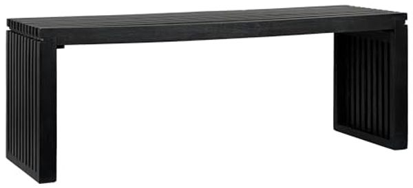 Sitzbank 120cm Akazie Massivholz Schwarz modern für Flur Schlafzimmer Wohnzimmer