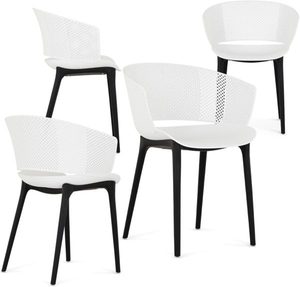 IDIMEX Gartenstuhl OLINDO (4 St), In - & Outdoor Stühle aus Kunststoff im 4er Set, Schalenstühle weiß
