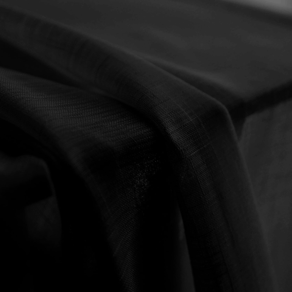 CUCRAF Leinen Voile Vorhänge mit Ösen Lichtfilterung Gardine für Schlafzimmer Wohnzimmer, Schwarz, H225 x B140cm 2er Set Bild 7