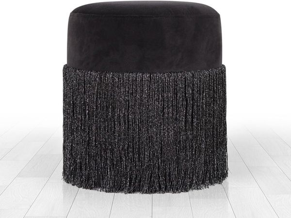 Atelier Del Sofa Modern Black Velvet Pouffe, 40 cm Height x 45 cm Depth | 100% Velvet, 6 cm Orthopedic Sponge, PVC Coated Hidden Legs | Stylish & Functional, 150 kg Capacity