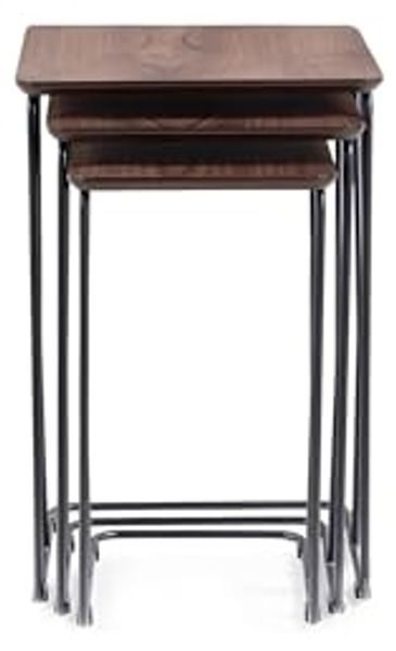 Hanah Home Elegant Walnut Nesting Table Set (3 Pieces) | 100% MDF with Metal Legs | Dimensions: 43x65 cm, 40x60 cm, 38x55 cm | Stylish & Functional for Modern Spaces Bild 6