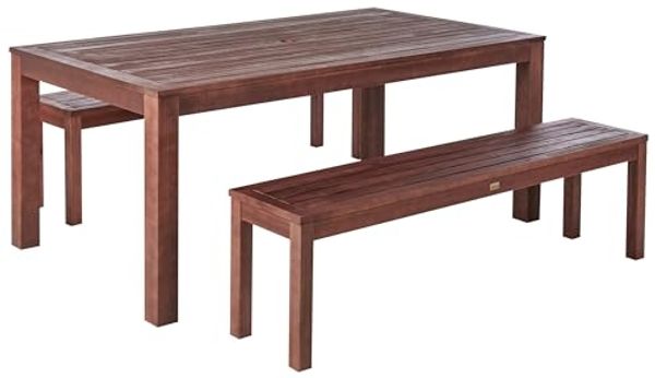 Tisch mit Bank TUSCANIA Eukalyptusholz 180x100x73 cm Dunkler Holzfarbton