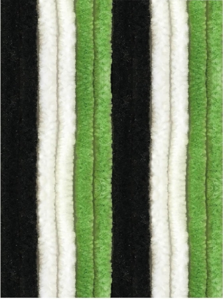 Flauschvorhang 160x185 cm in Unistreifen schwarz - grün - weiß, perfekter Insekten- und Sichtschutz für Ihre Balkon- und Terrassentür, viele Farben