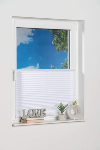 K-home Klemmfix-Plissee Weiß 50x130 cm (B x L) Lichtschutz +++ Moderne Crushed Optik +++ Bild 3