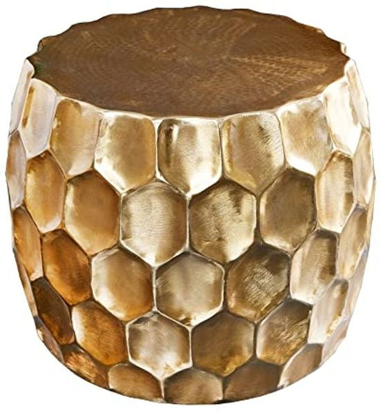 riess-ambiente Couchtisch ORGANIC ORIENT Ø70cm gold (Einzelartikel, 1-St), Wohnzimmer · Metall · rund · Hammerschlag · Waben Design · handmade